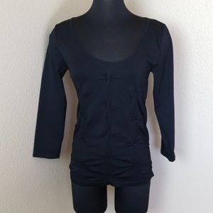 P Luca Milano Black Gathered Blouse